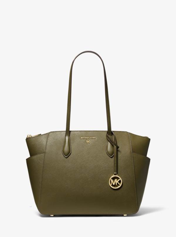 Damske Prenosná Taška Michael Kors Marilyn Medium Saffiano Leather Olivovo Zelená - Kabelky Michael Kors Levně | QUDTC-1390
